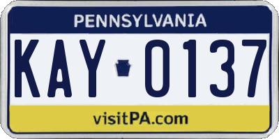 PA license plate KAY0137