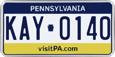 PA license plate KAY0140