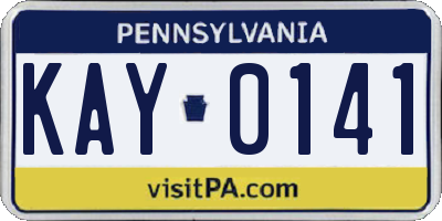 PA license plate KAY0141