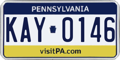 PA license plate KAY0146