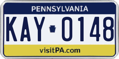 PA license plate KAY0148