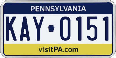 PA license plate KAY0151