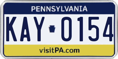 PA license plate KAY0154