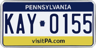 PA license plate KAY0155