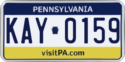 PA license plate KAY0159