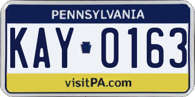 PA license plate KAY0163