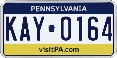 PA license plate KAY0164