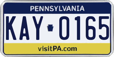 PA license plate KAY0165