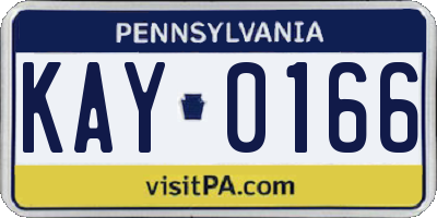 PA license plate KAY0166