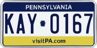 PA license plate KAY0167