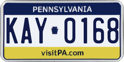 PA license plate KAY0168