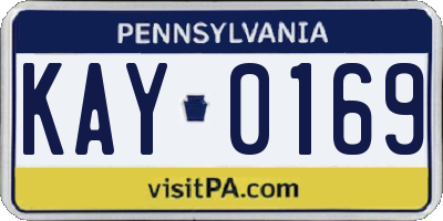 PA license plate KAY0169