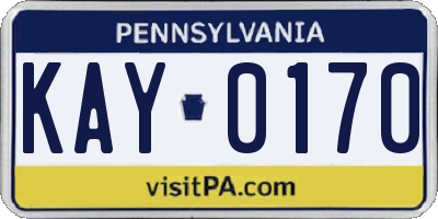 PA license plate KAY0170