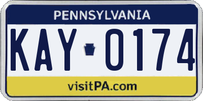 PA license plate KAY0174