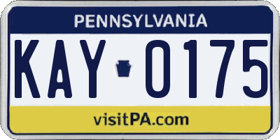 PA license plate KAY0175