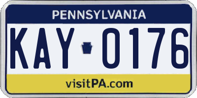 PA license plate KAY0176