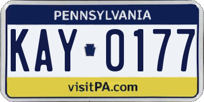 PA license plate KAY0177
