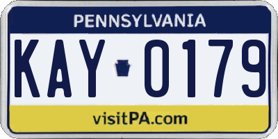 PA license plate KAY0179