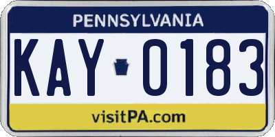 PA license plate KAY0183