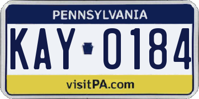PA license plate KAY0184