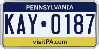 PA license plate KAY0187
