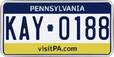 PA license plate KAY0188