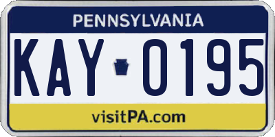 PA license plate KAY0195