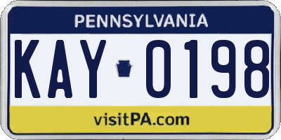PA license plate KAY0198