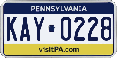 PA license plate KAY0228