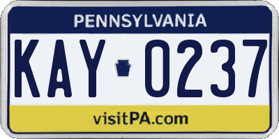 PA license plate KAY0237