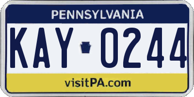 PA license plate KAY0244