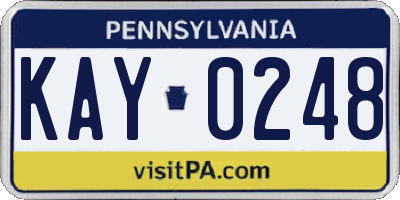 PA license plate KAY0248