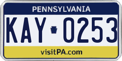 PA license plate KAY0253