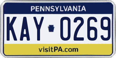 PA license plate KAY0269