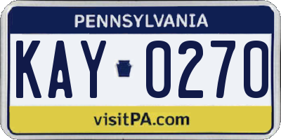 PA license plate KAY0270