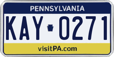 PA license plate KAY0271