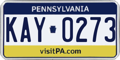 PA license plate KAY0273