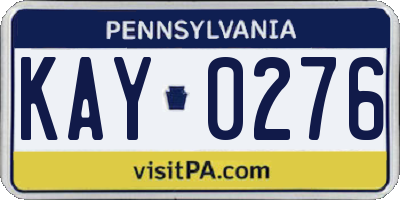 PA license plate KAY0276