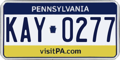 PA license plate KAY0277