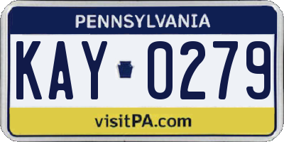 PA license plate KAY0279
