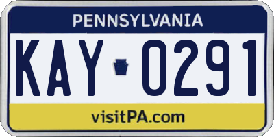 PA license plate KAY0291
