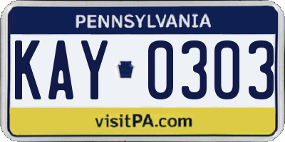 PA license plate KAY0303