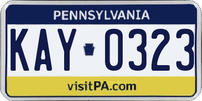 PA license plate KAY0323