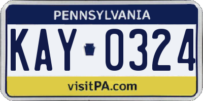 PA license plate KAY0324
