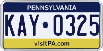 PA license plate KAY0325
