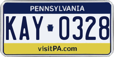 PA license plate KAY0328