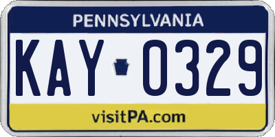 PA license plate KAY0329