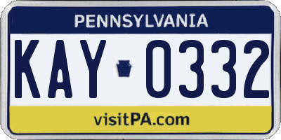 PA license plate KAY0332
