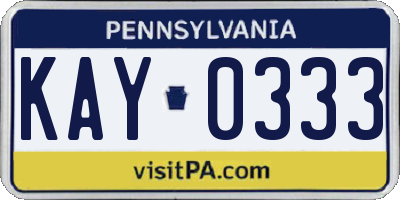 PA license plate KAY0333