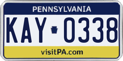 PA license plate KAY0338
